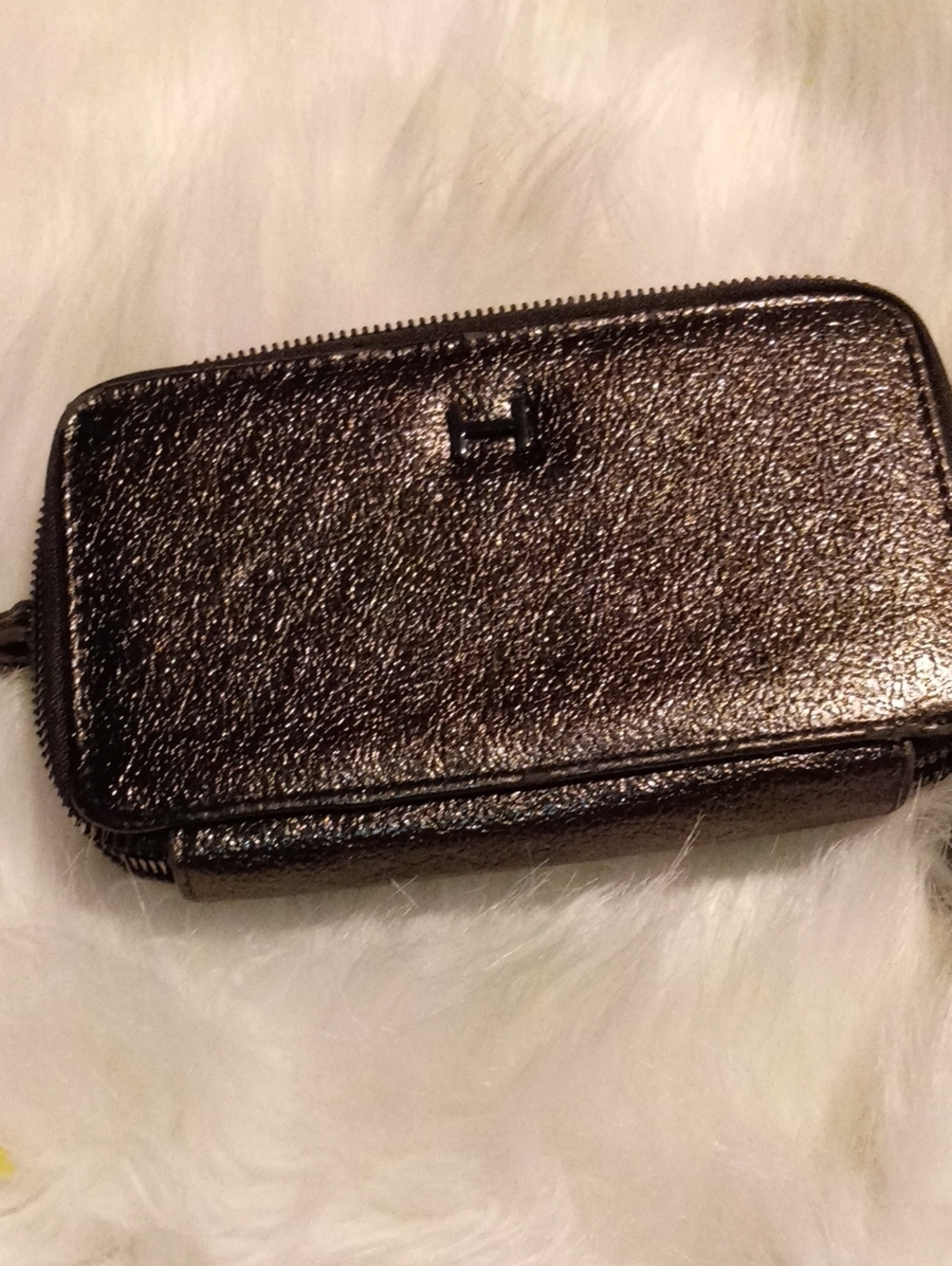 Halston Wristlet Wallet - Black Metallic